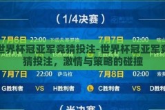 世界杯冠亚军竞猜投注-世界杯冠亚军竞猜投注，激情与策略的碰撞