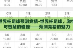 世界杯足球预测竞猜-世界杯足球，激情与智慧的碰撞——预测竞猜的魅力