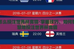 怎么投注世界杯竞猜-掌握技巧，如何智慧地投注世界杯竞猜