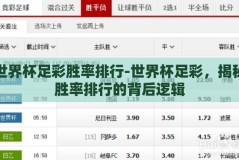 世界杯足彩胜率排行-世界杯足彩，揭秘胜率排行的背后逻辑