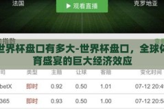 世界杯盘口有多大-世界杯盘口，全球体育盛宴的巨大经济效应