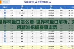 世界杯盘口怎么看-世界杯盘口解析，如何精准把握赛事走势