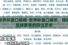 世界杯盘口解释-世界杯盘口解析，揭秘足球赛事的投注艺术