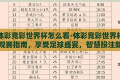 体彩竞彩世界杯怎么看-体彩竞彩世界杯观赛指南，享受足球盛宴，智慧投注新体验