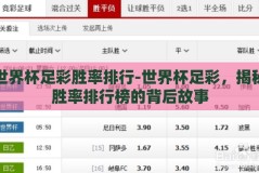 世界杯足彩胜率排行-世界杯足彩，揭秘胜率排行榜的背后故事