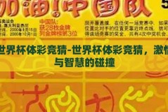 世界杯体彩竞猜-世界杯体彩竞猜，激情与智慧的碰撞