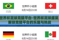 世界杯足球竞猜平台-世界杯足球盛宴，解锁竞猜平台的乐趣与挑战