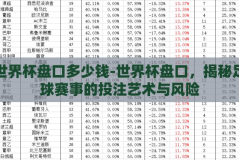 世界杯盘口多少钱-世界杯盘口，揭秘足球赛事的投注艺术与风险