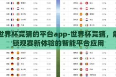 世界杯竞猜的平台app-世界杯竞猜，解锁观赛新体验的智能平台应用