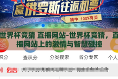 世界杯竞猜 直播网站-世界杯竞猜，直播网站上的激情与智慧碰撞