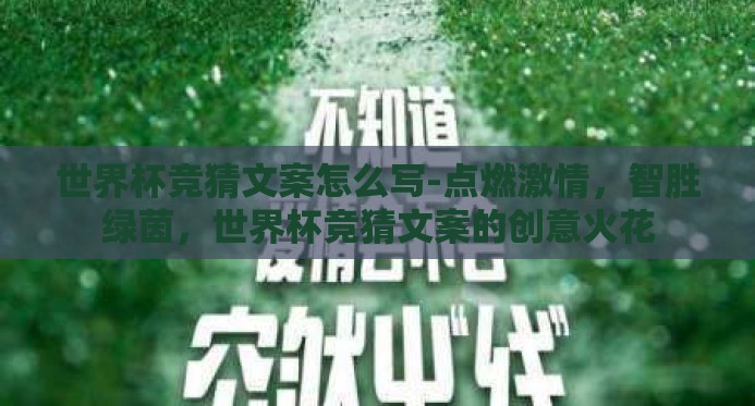 世界杯竞猜文案怎么写-点燃激情，智胜绿茵，世界杯竞猜文案的创意火花