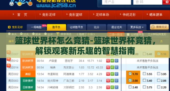 篮球世界杯怎么竞猜-篮球世界杯竞猜，解锁观赛新乐趣的智慧指南