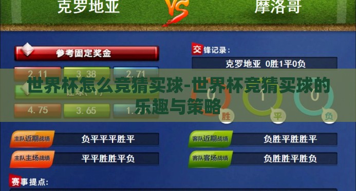世界杯怎么竞猜买球-世界杯竞猜买球的乐趣与策略