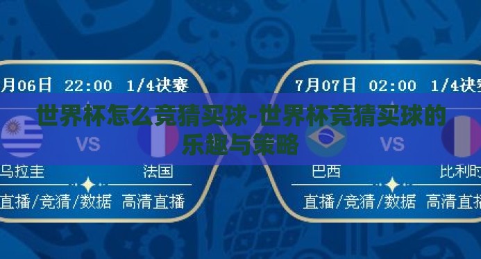 世界杯怎么竞猜买球-世界杯竞猜买球的乐趣与策略