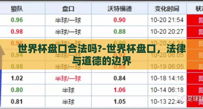 世界杯盘口合法吗?-世界杯盘口,法律与道德的边界 世界杯盘口合法吗?-世界杯盘口,法律与道德的边界
