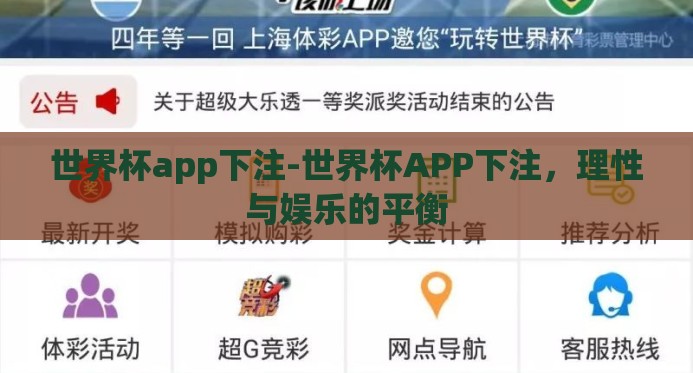 世界杯app下注-世界杯APP下注，理性与娱乐的平衡
