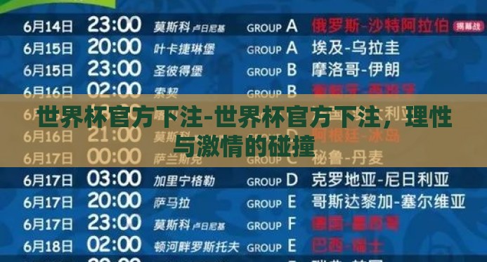 世界杯官方下注-世界杯官方下注，理性与激情的碰撞
