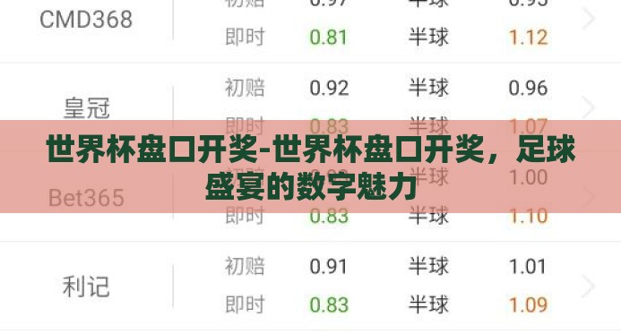 世界杯盘口开奖-世界杯盘口开奖,足球盛宴的数字魅力 世界杯盘口开奖-世界杯盘口开奖,足球盛宴的数字魅力