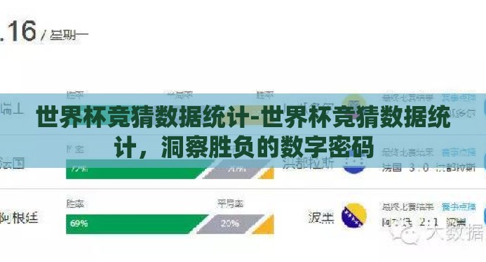 世界杯竞猜数据统计-世界杯竞猜数据统计,洞察胜负的数字密码 世界杯竞猜数据统计-世界杯竞猜数据统计,洞察胜负的数字密码