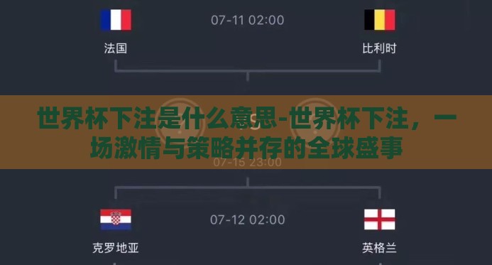 世界杯下注是什么意思-世界杯下注，一场激情与策略并存的全球盛事