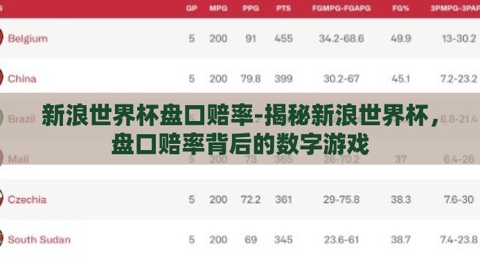 新浪世界杯盘口赔率-揭秘新浪世界杯，盘口赔率背后的数字游戏